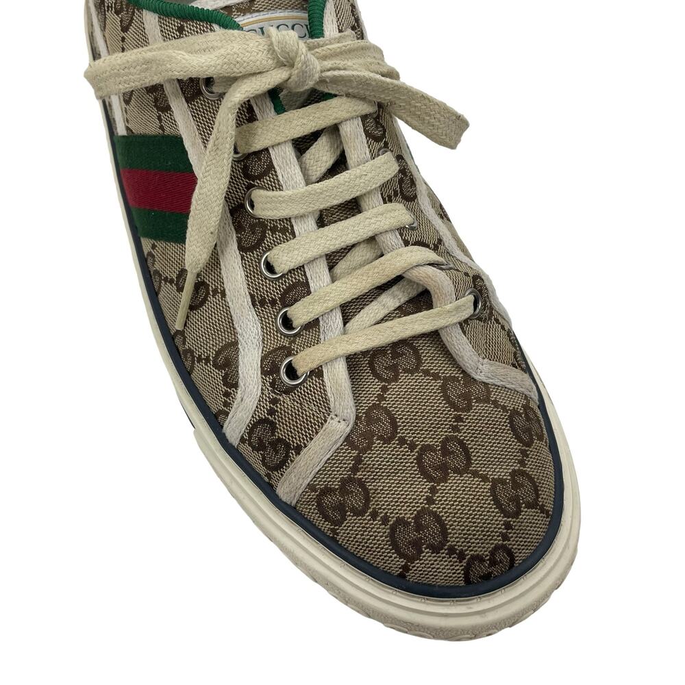 Gucci GG 1977 Tennis Sneakers Lace Up Beige Ebony Original Men Size 9/ 9.5 - Picture 13 of 14